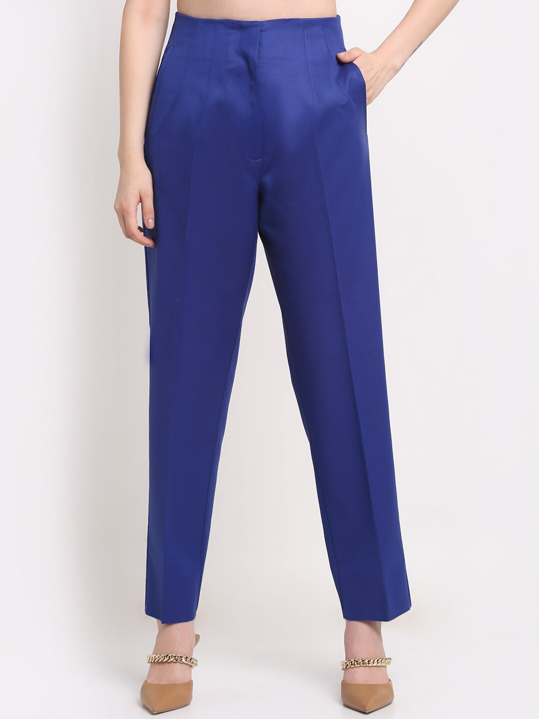 

Ennoble Women Smart High-Rise Easy Wash Trousers, Blue