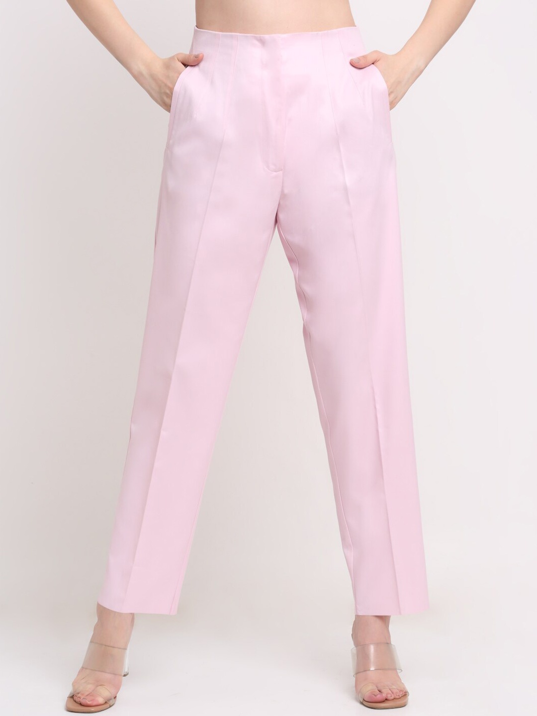 

Ennoble Women Smart High-Rise Easy Wash Trousers, Pink