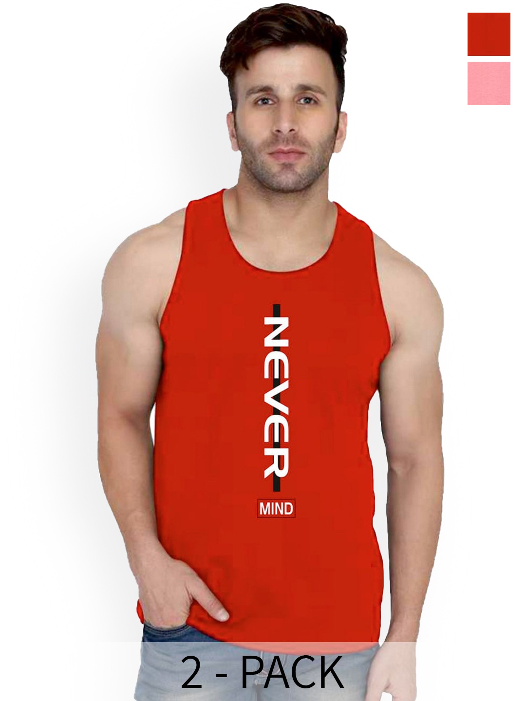 

SLOWLORIS Pack Of 2 Cotton Basic Innerwear Vest SL26 ( PEACH KEEP ) ( RED NVR )-RED