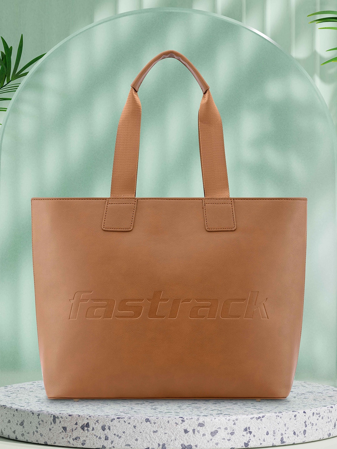 

Fastrack Textured Oversized 16 Inch Laptop Shopper Tote Bag, Tan