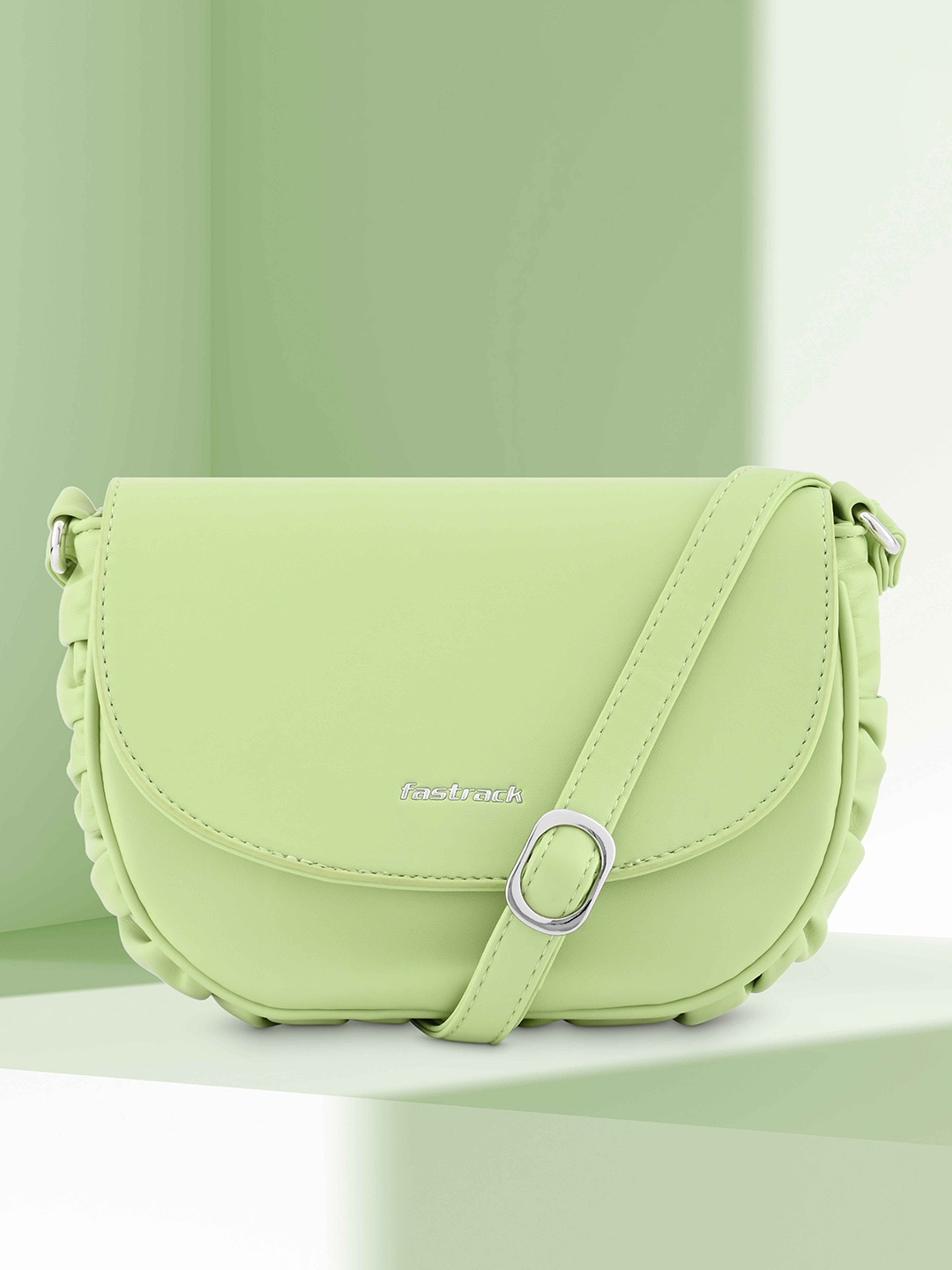 

Fastrack Zip Detail Half Moon Sling Bag, Green