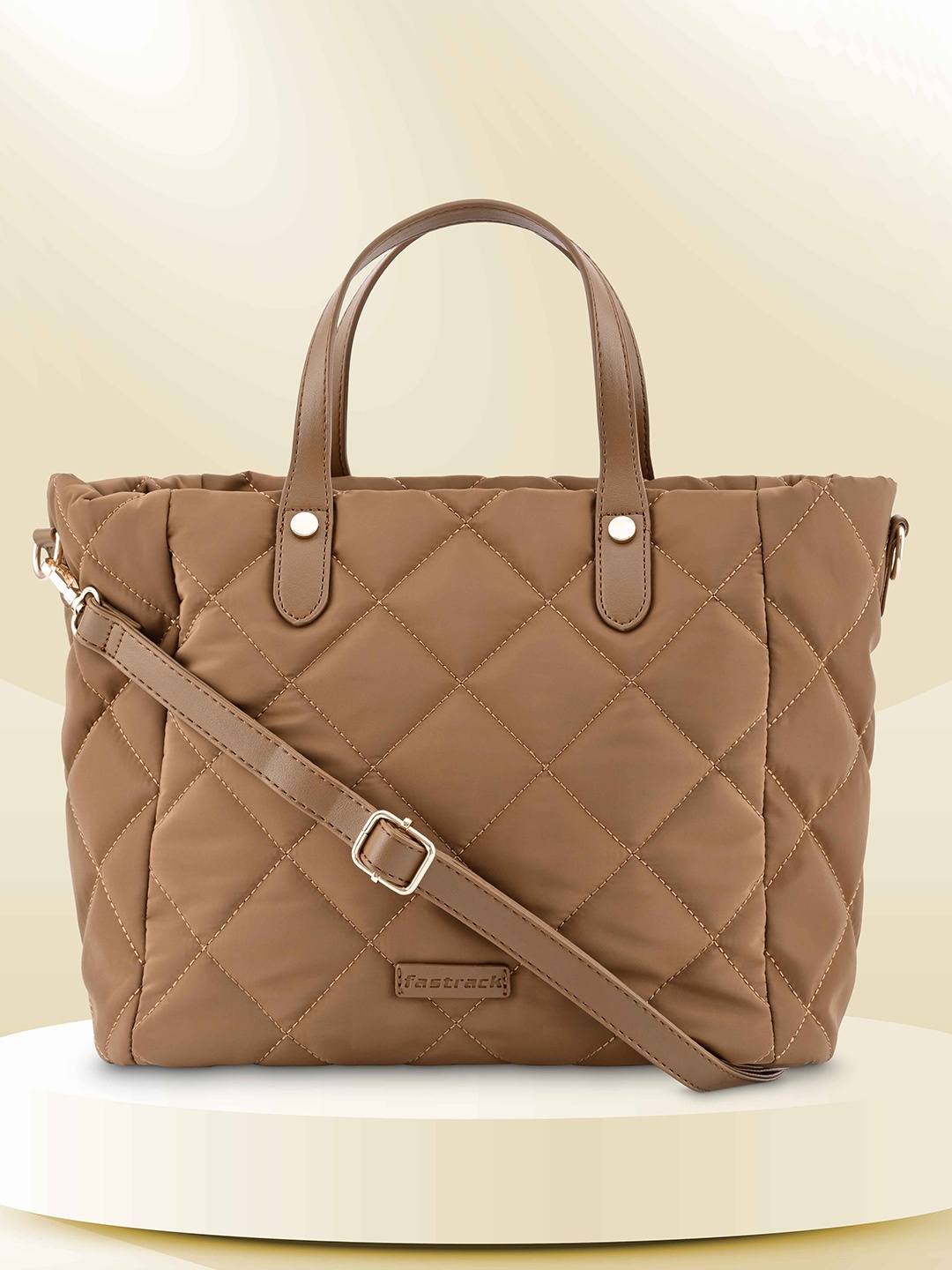

Fastrack Textured Oversized Shopper Handheld Bag With Quilted, Tan