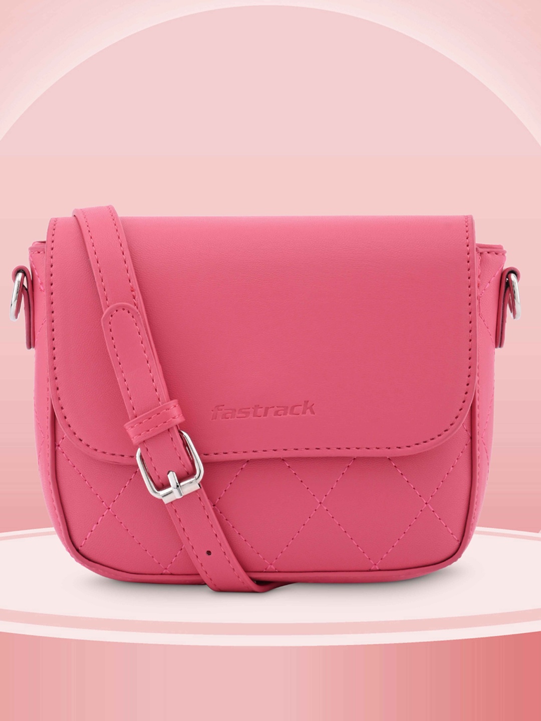 

Fastrack Structured Synthetic Leather Sling Bag, Pink