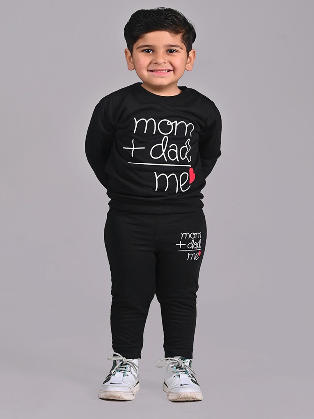 

BAESD Boys Printed Pure Cotton T-shirt with Trousers, Black