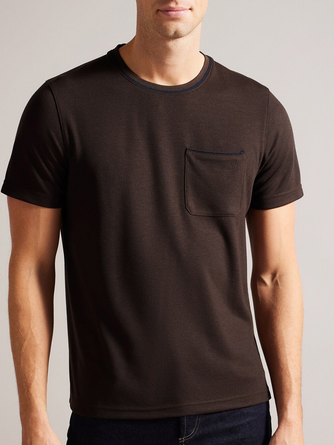 

Ted Baker Round Neck Cotton T-shirt, Brown