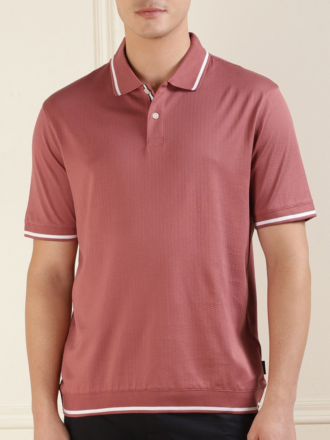 

Ted Baker Self Design Polo Collar Cotton T-shirt, Pink