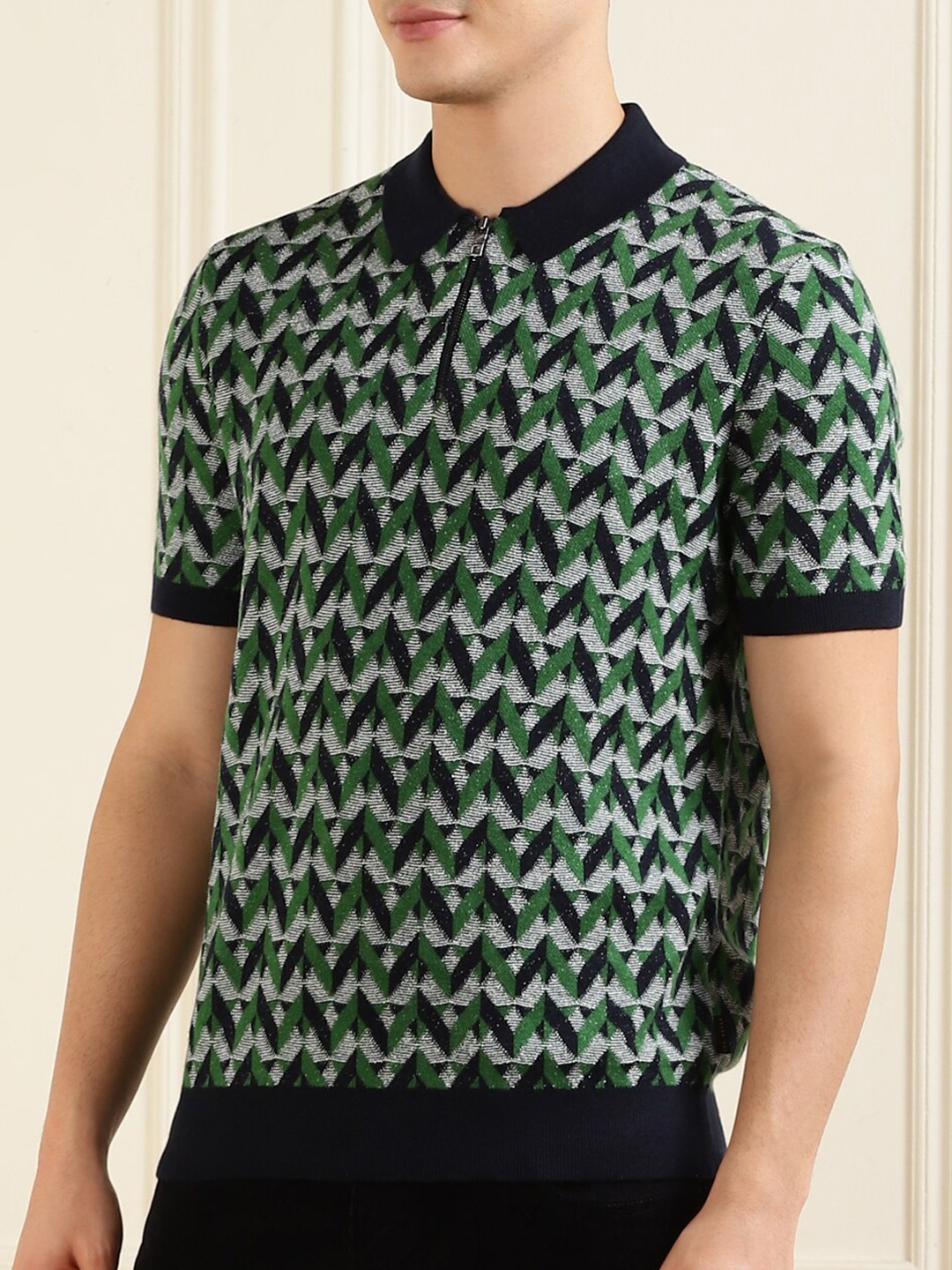 

Ted Baker Geometric Printed Polo Collar Cotton T-shirt, Green