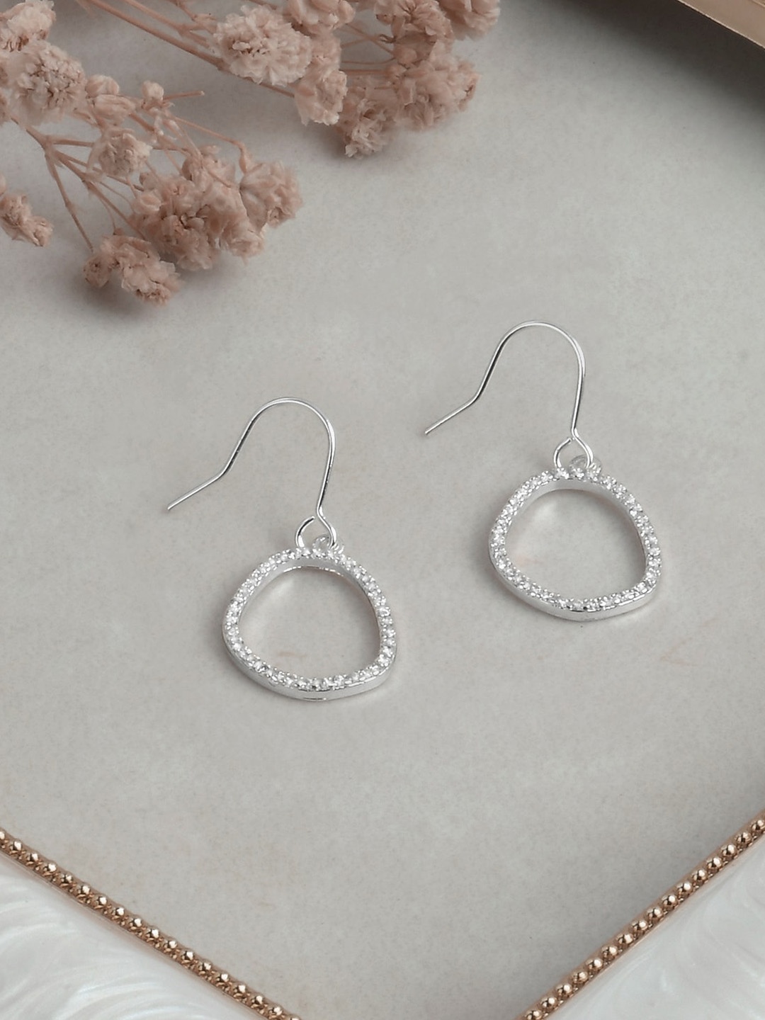 

Accessorize London Women Silver Plated Cubic Zirconia Pebble Hoop Earrings