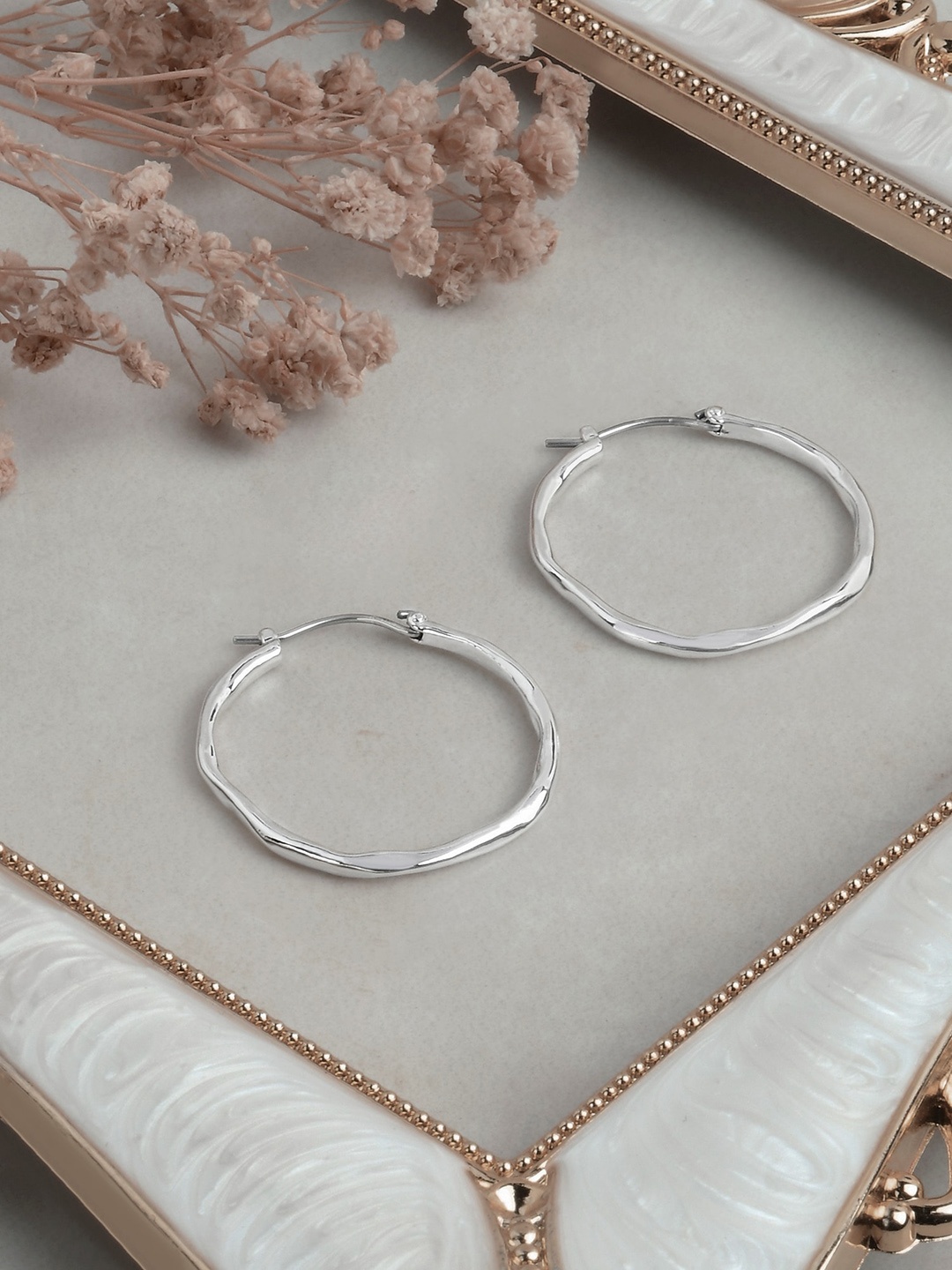 

Accessorize London Women Silver Plated Molten Medium Hoop Earrings