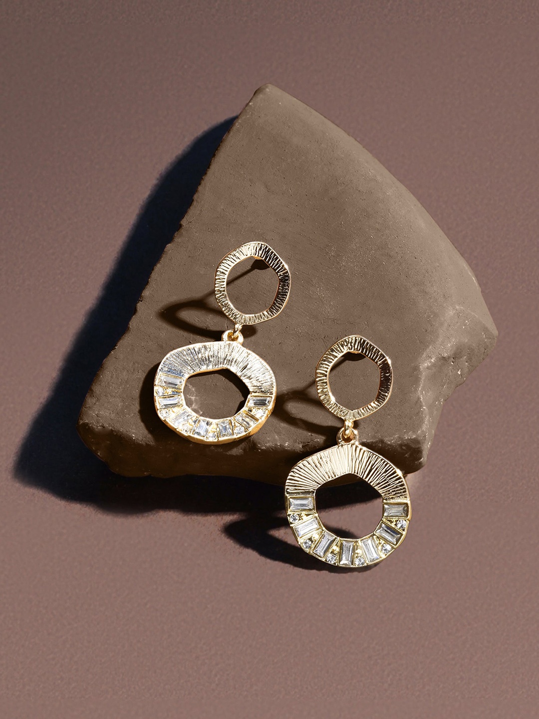 

Accessorize Textured Circular Drop Earrings, Gold