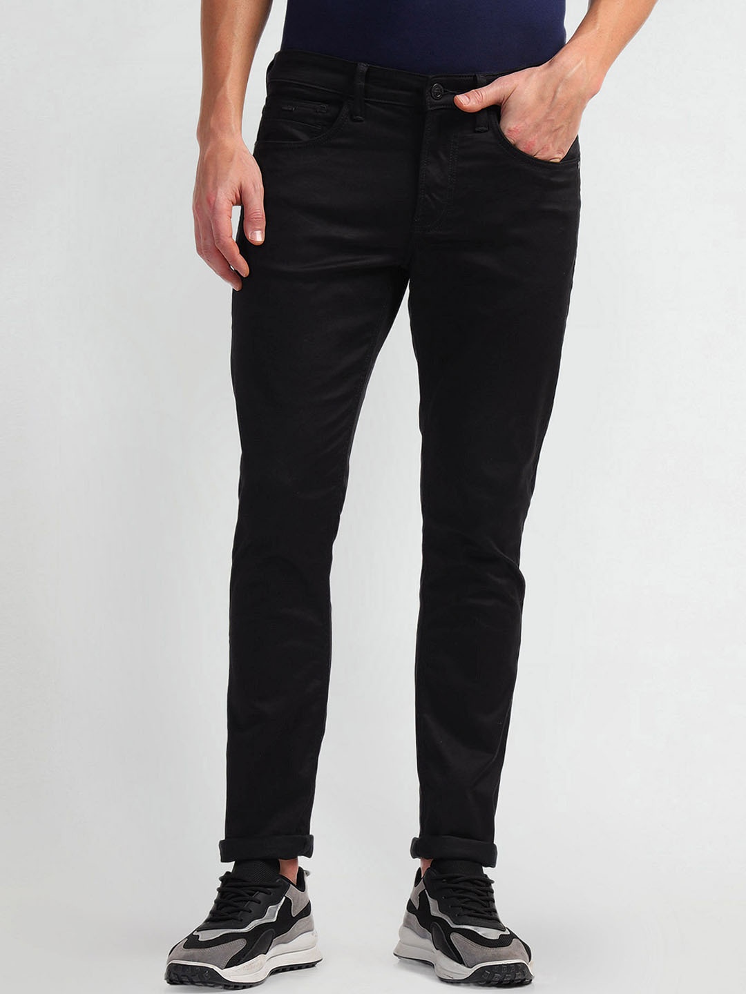 

Arrow Sport Men Jameson Twill Mid-Rise Slim Fit Stretchable Jeans, Black