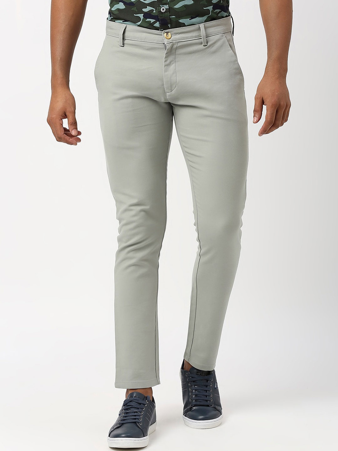 

Berkshire Men Smart Slim Fit Mid-Rise Cotton Casual Trousers, Green