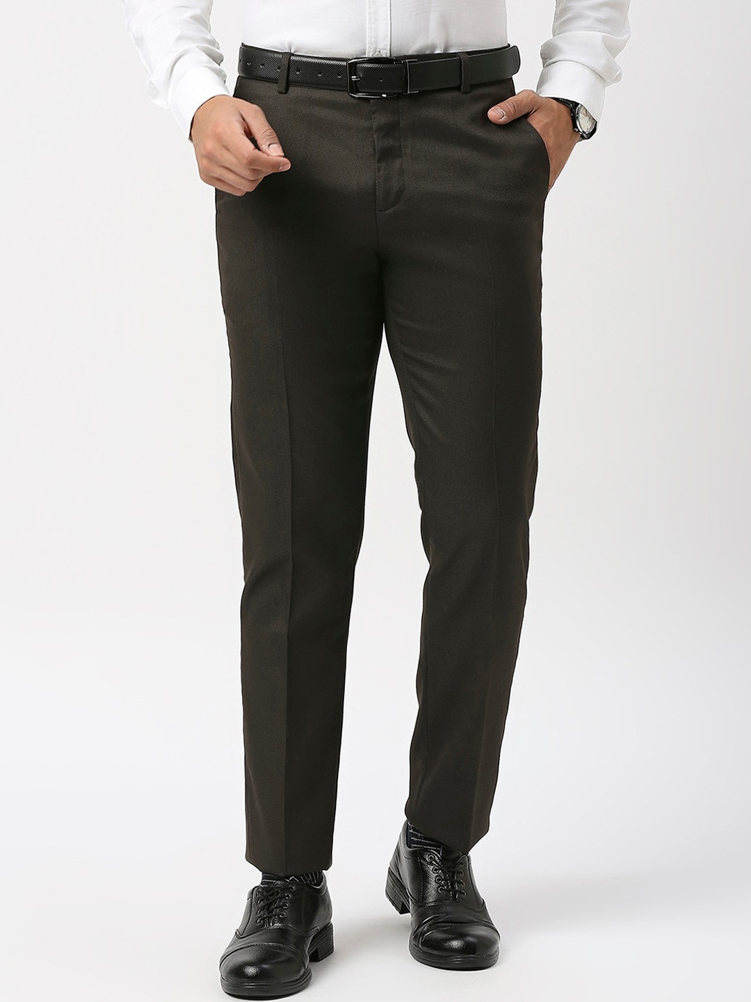 

Berkshire Men Smart Slim Fit Formal Trousers, Brown