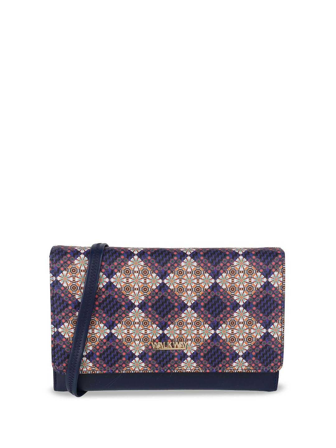 

WALKWAY by Metro Geometric Printed Structured Sling Bag, Blue