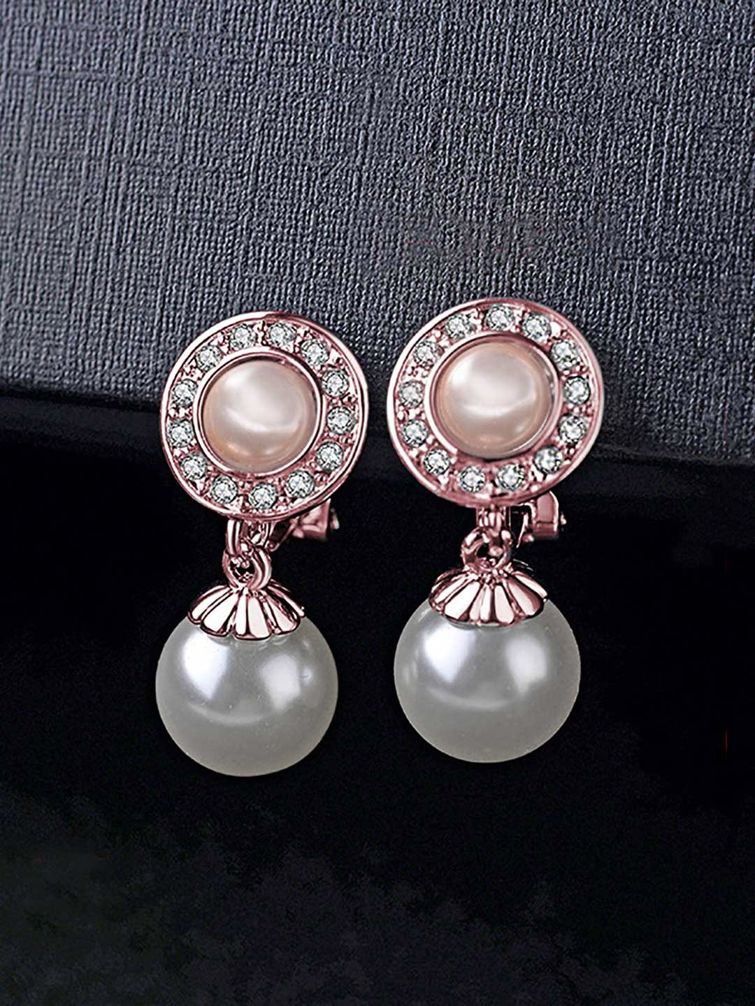 

Peora Rose Gold-Plated Contemporary Pearls Drop Earrings