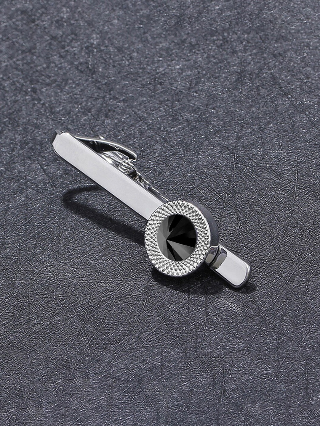 

Peora Men Stone Studded Tie Bar, Silver