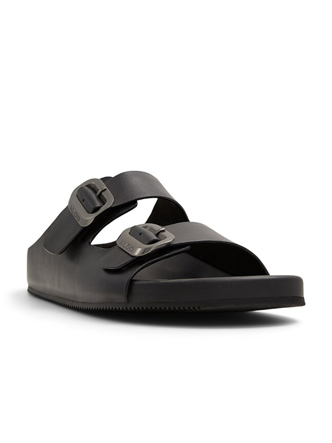 

ALDO Men Buckle Detailed Leather Comfort Sandals, Black