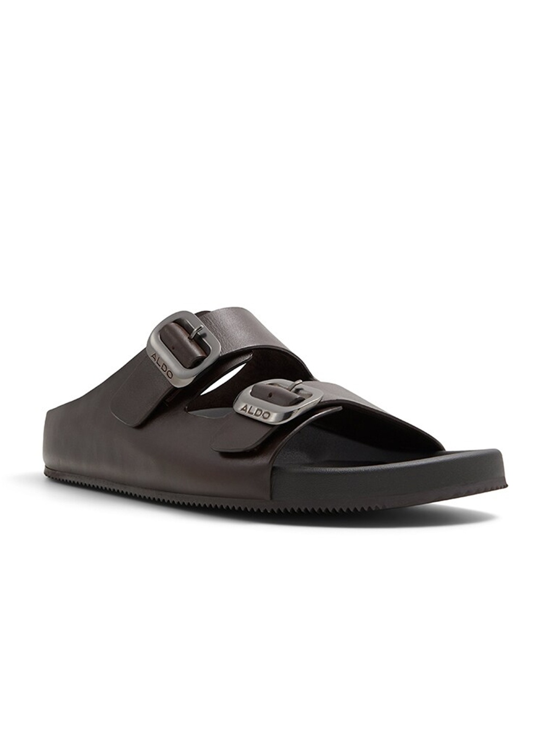 

ALDO Men Buckle Detailed Leather Comfort Sandals, Brown