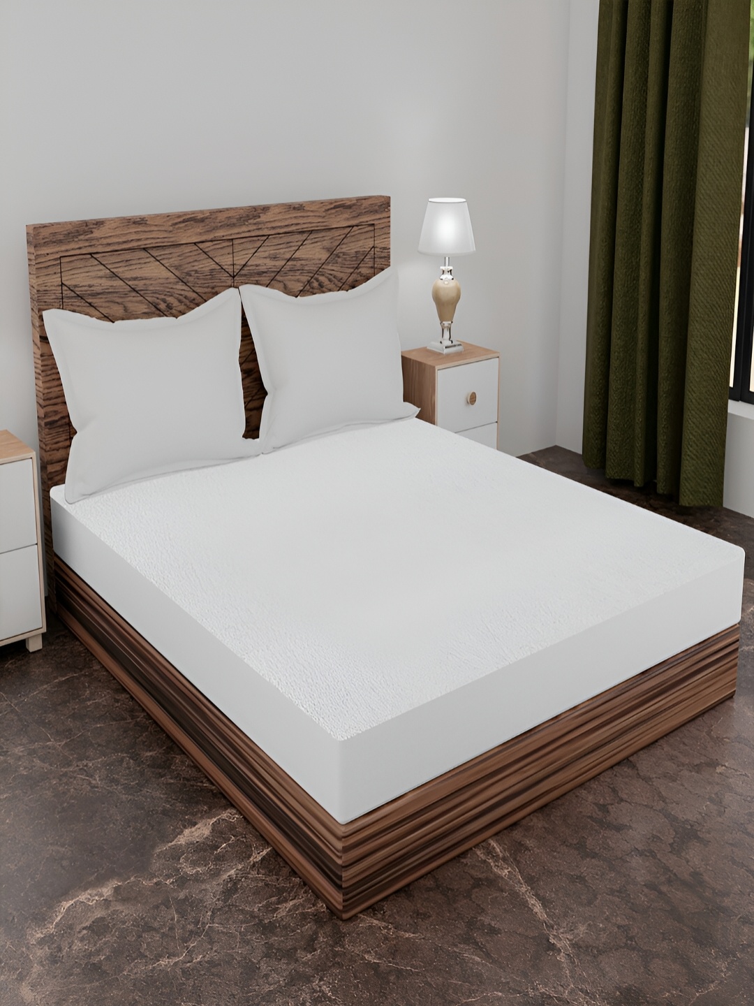 

AJISH White Terry Cotton 210 GSM Water Resistant Mattress Protector