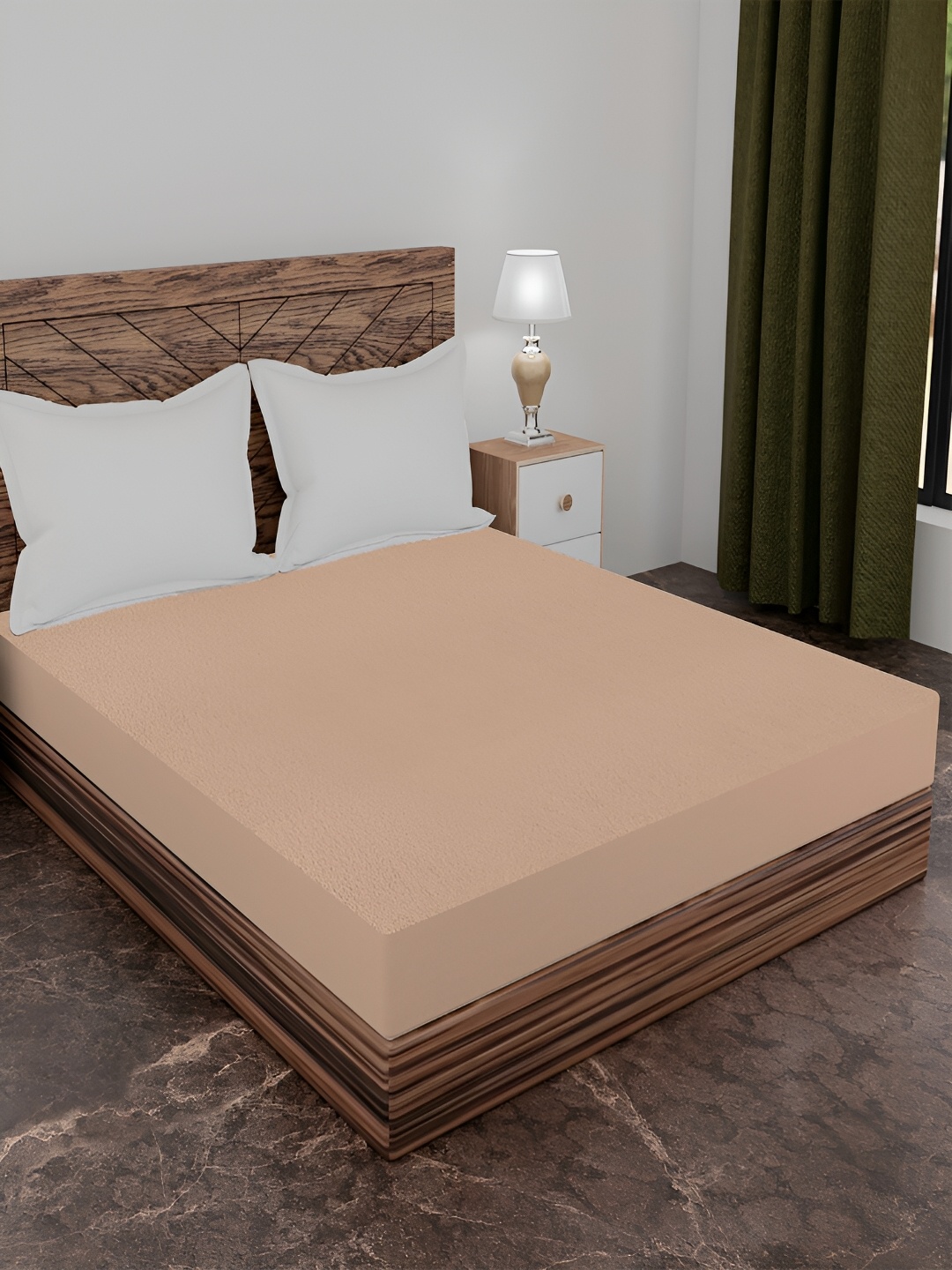 

AJISH Beige Terry Cotton 210 GSM Water Resistant Mattress Protector