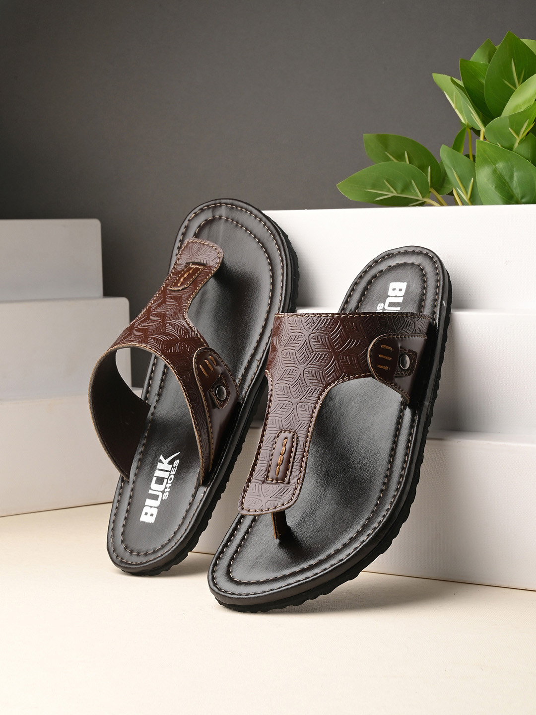 

BUCIK Men Comfort Sandals, Brown