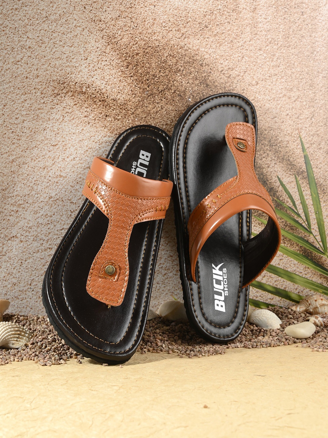 

BUCIK Men Comfortable Lightweight Sandal, Rust