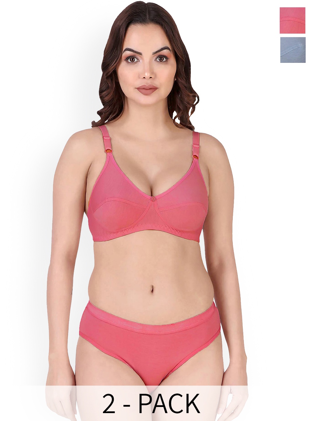 

In-Curve Pack of 2 Breathable Cotton Lingerie Set, Coral