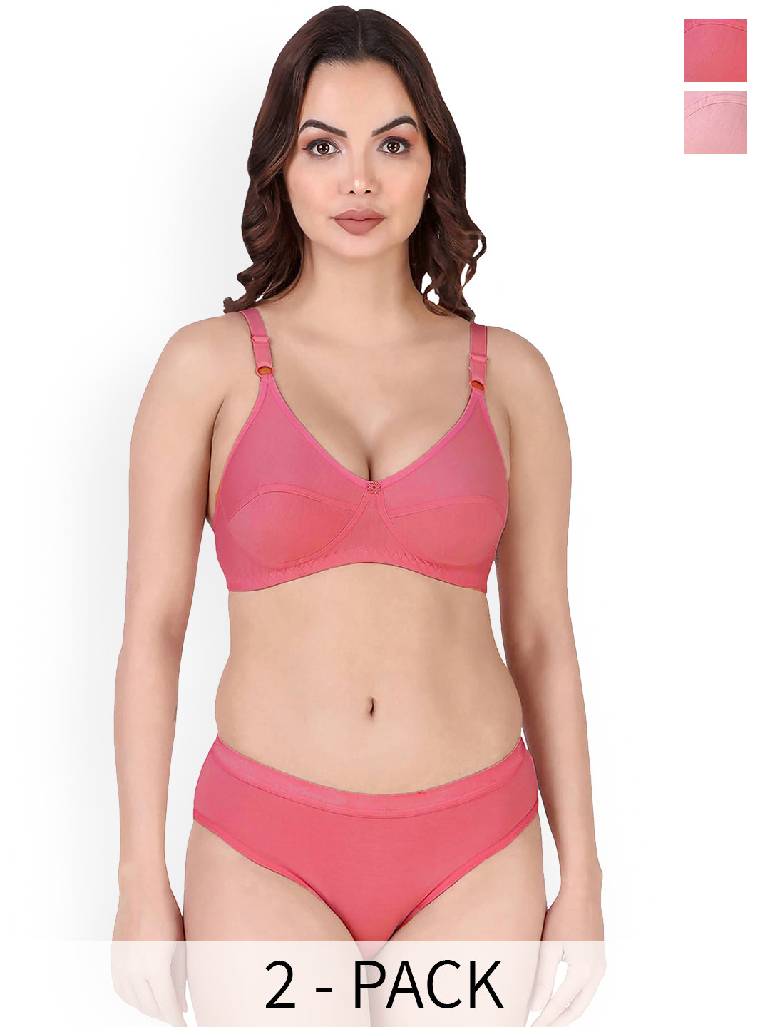

In-Curve Pack of 2 Breathable Cotton Lingerie Set, Red
