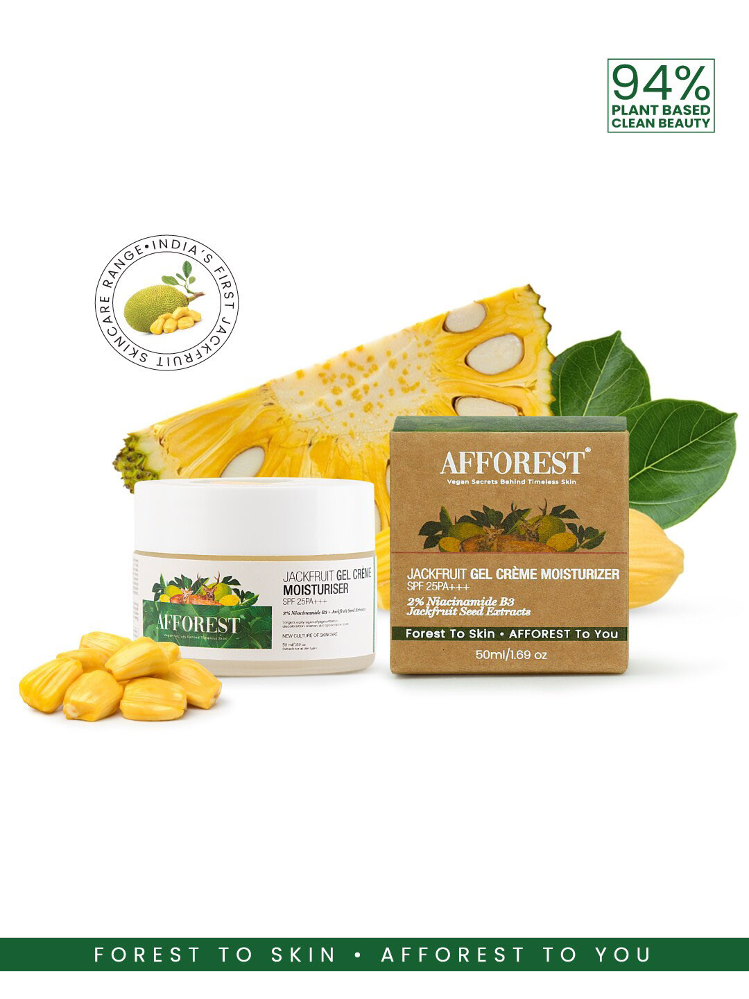 

AFFOREST Jackfruit Gel Creme Moisturiser with Niacinamide B3 & Jackfruit Seed Extract-50ml, Off white
