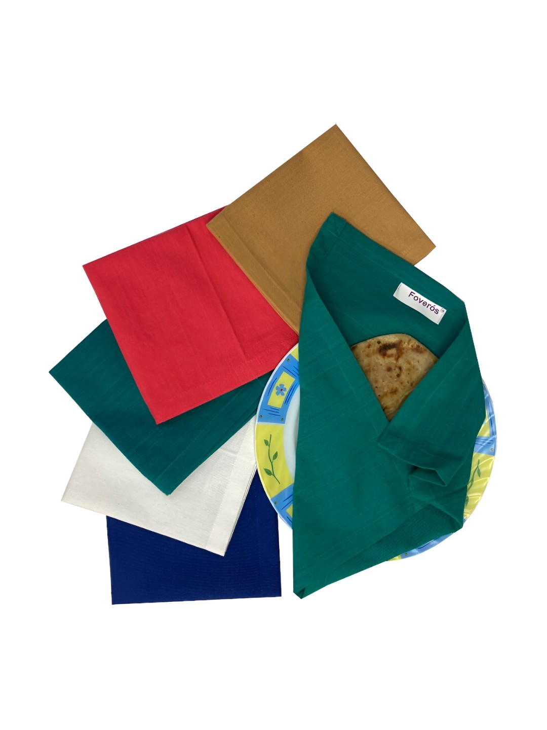 

FOVEROS Red & Green 6 Pieces Cotton Roti Cover Napkins