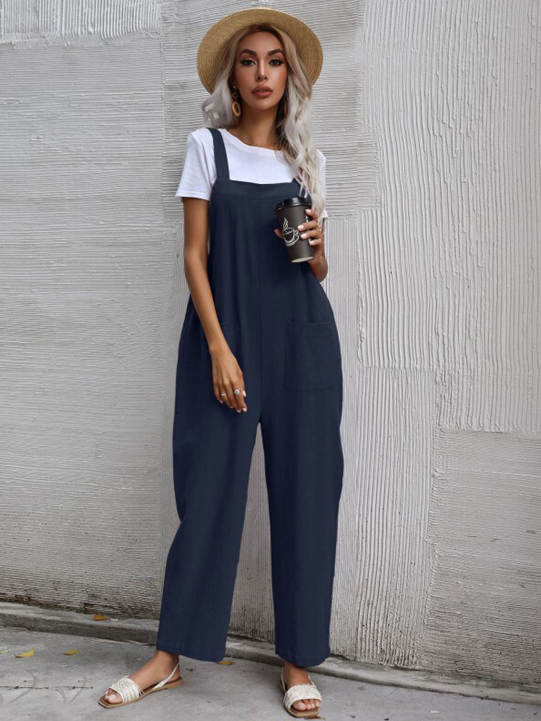 

StyleCast Navy Blue Shoulder Strap Basic Jumpsuit