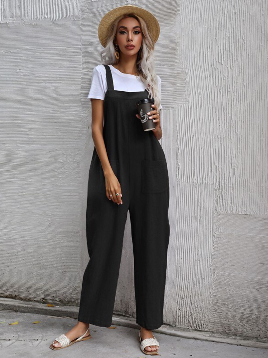 

StyleCast Black Shoulder Strap Basic Jumpsuit
