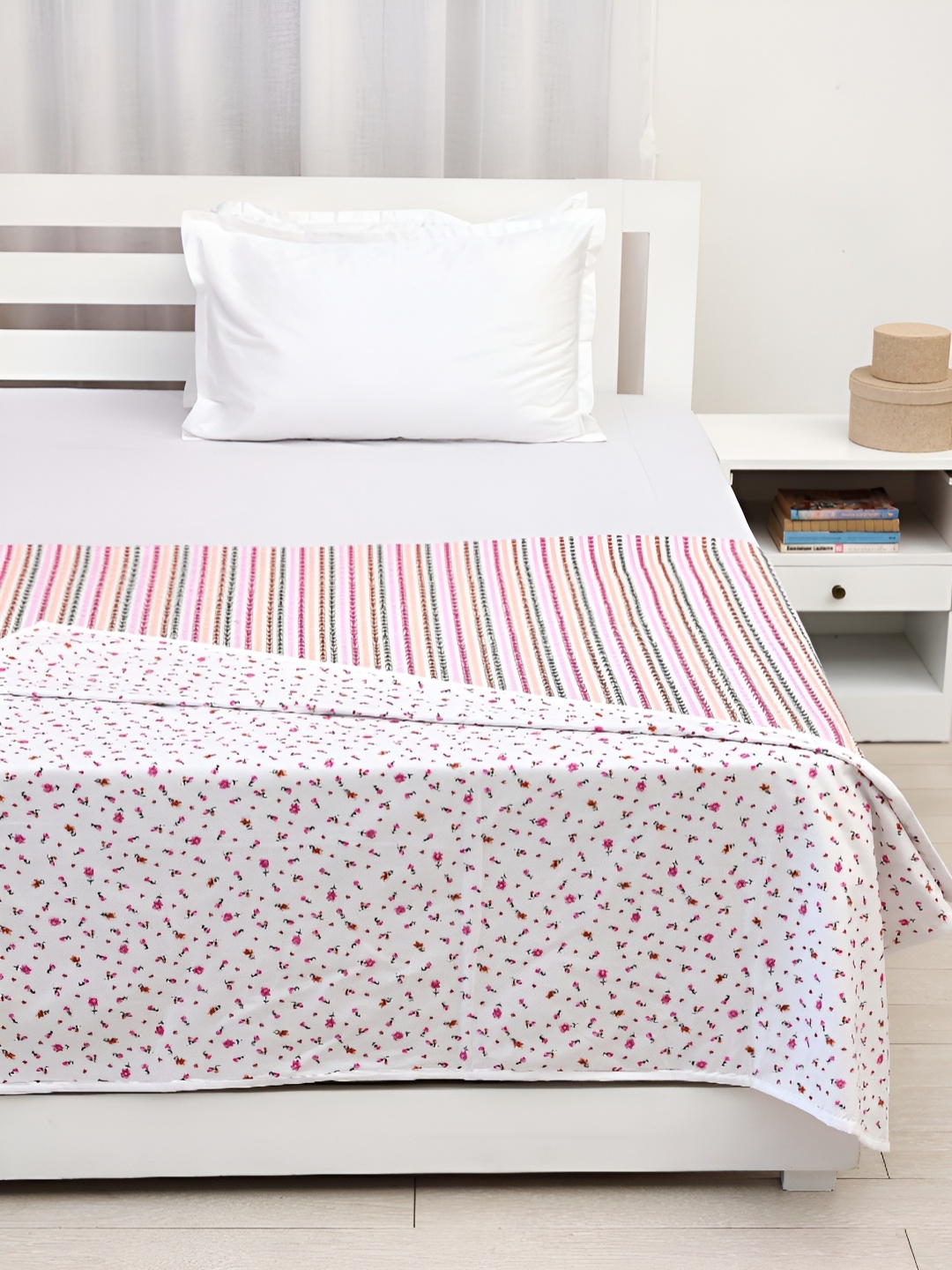 

Ariana Pink & White Floral Cotton 120 GSM Single Bed Dohar