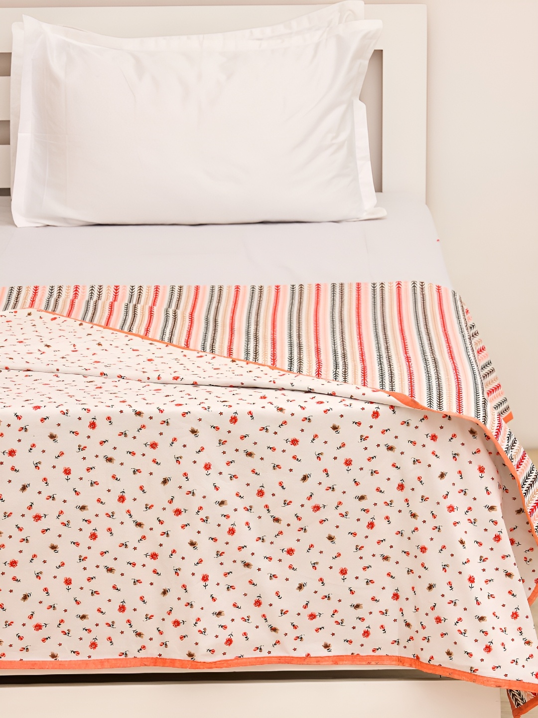 

Ariana Peach & Orange Floral 120 GSM Single Bed Dohar