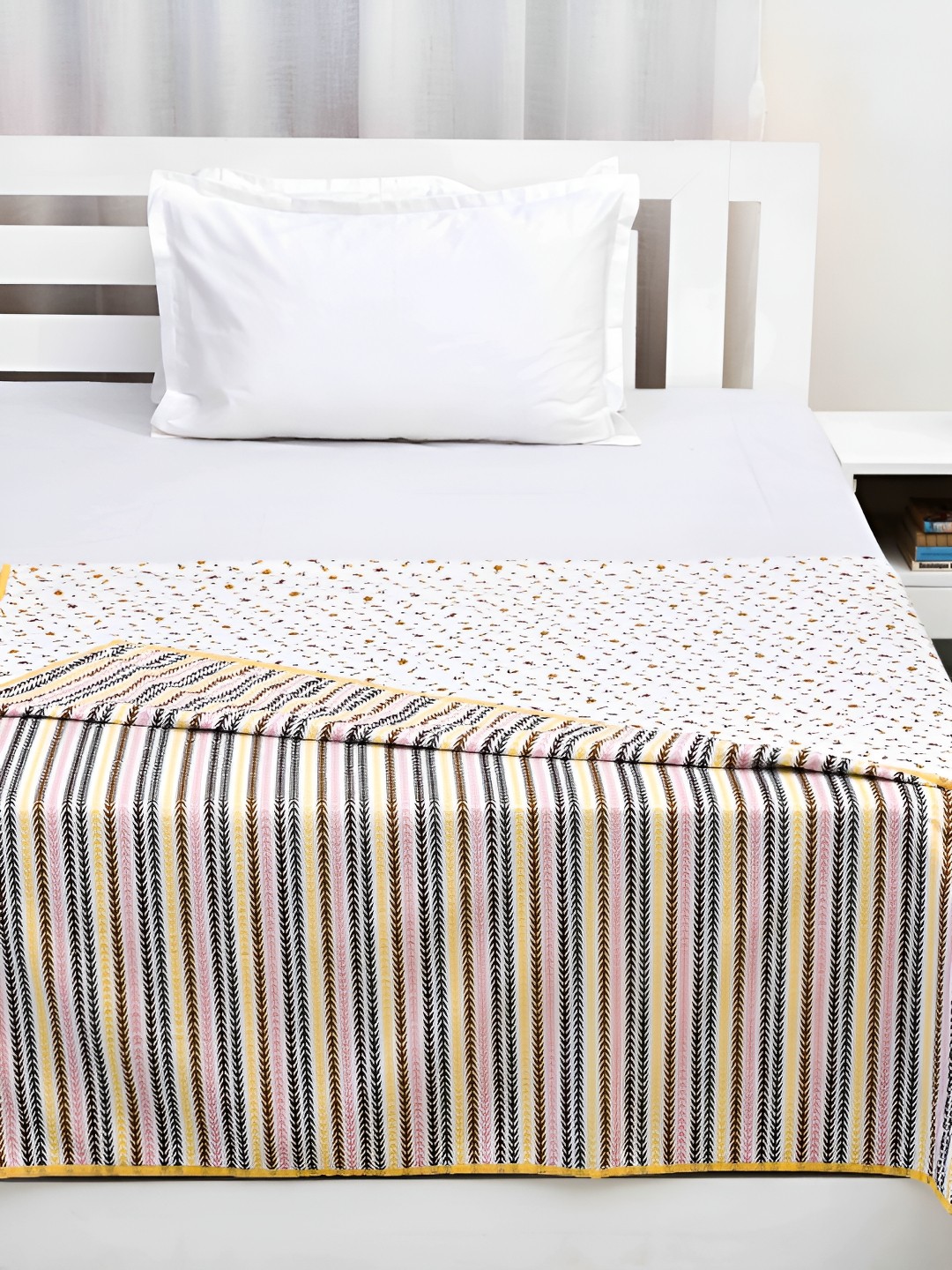 

Ariana Yellow & White Floral 120 GSM Double Bed Dohar