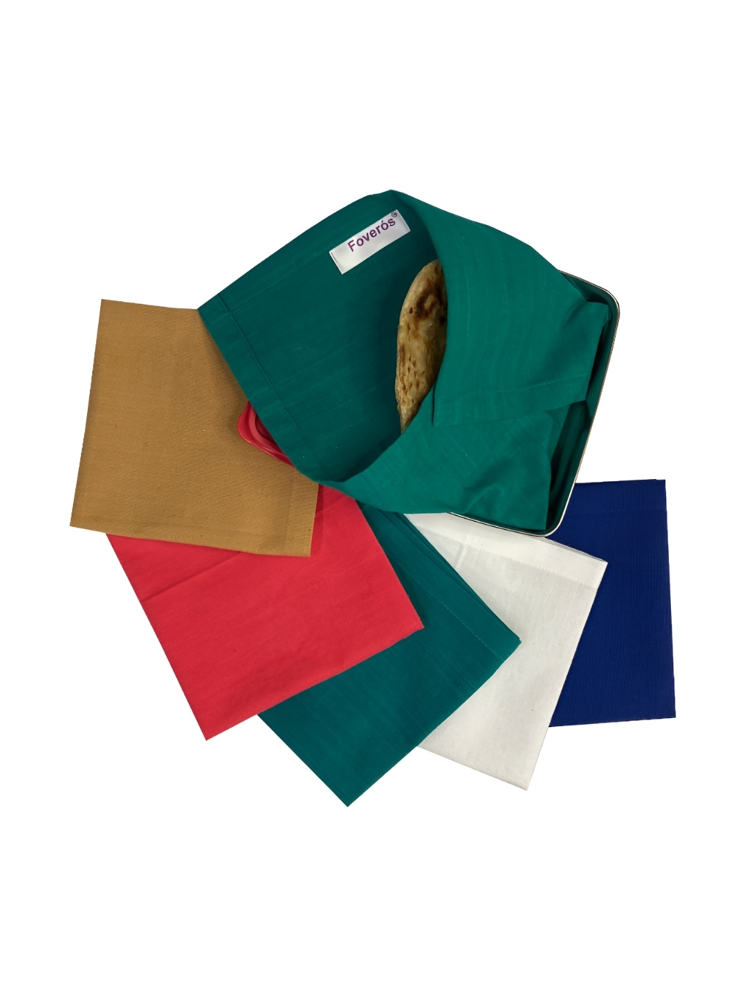 

FOVEROS Green & Blue 6 Pieces Cotton Roti Cover Napkins