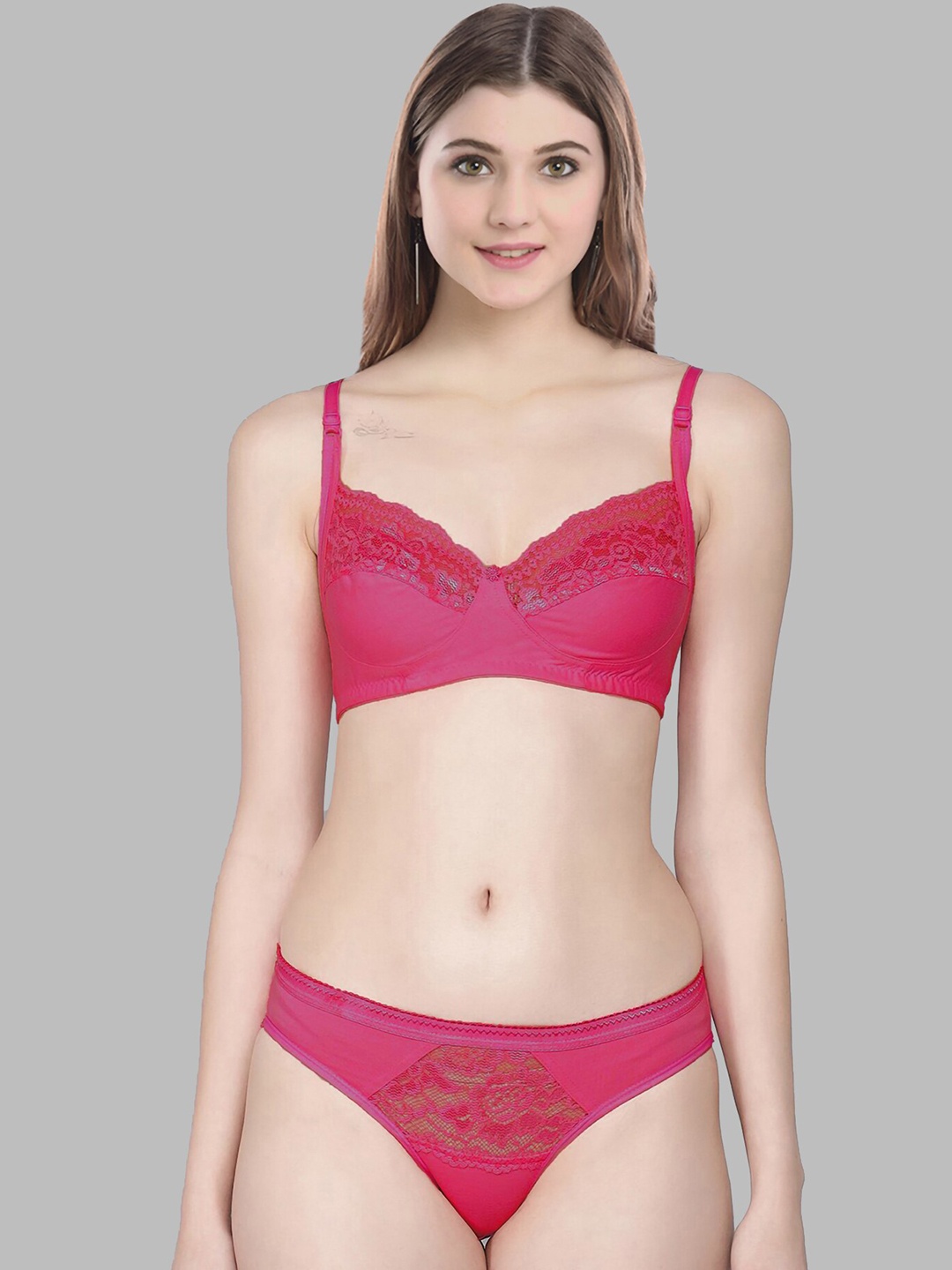 

In-Curve Non Padded Cotton Lingerie Set, Red
