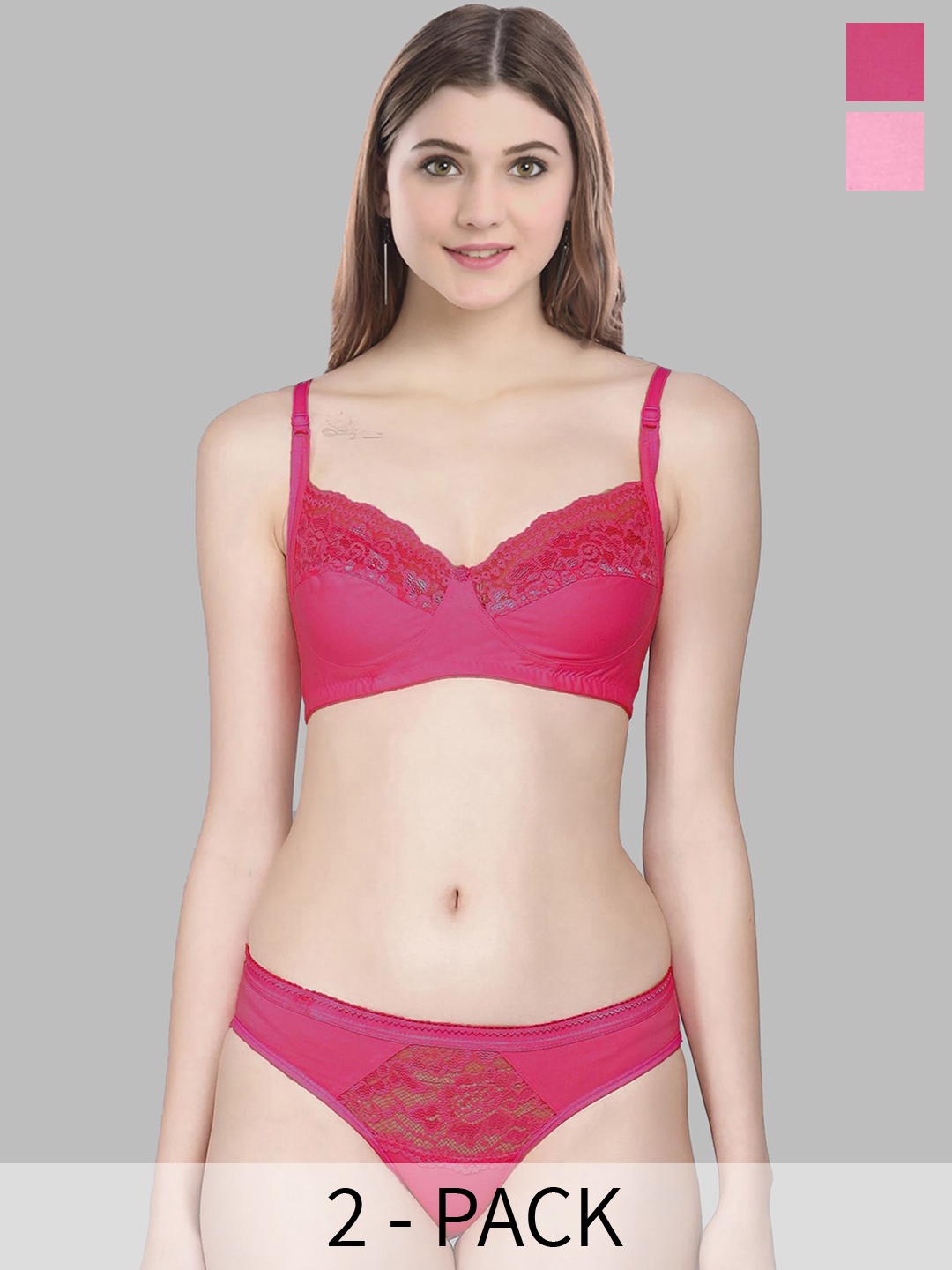 

In-Curve Pack of 2 Cotton Lingerie Set, Red