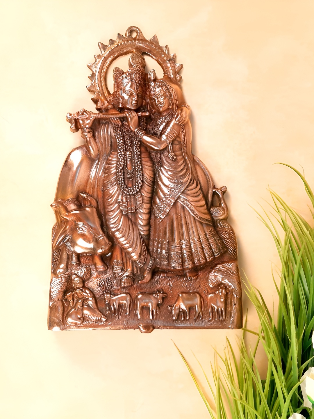 

apka mart Brown Radha Krishna Wall Hanging