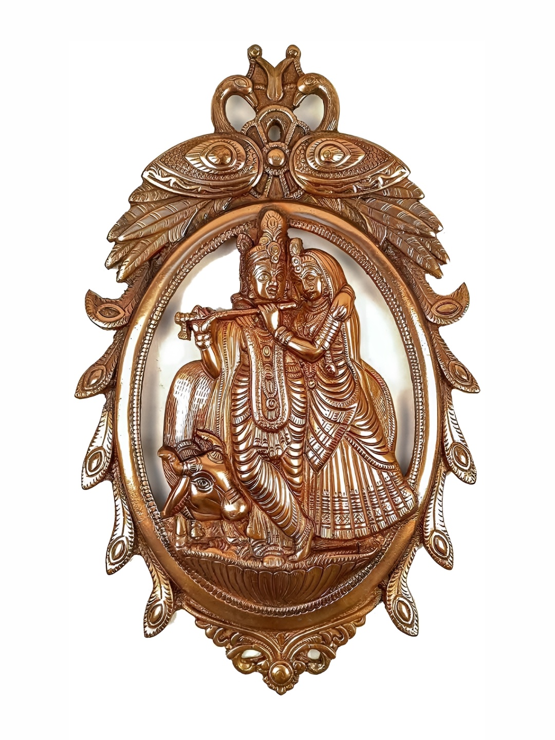 

apka mart Brown Radha Krishna Wall Hangings, Copper