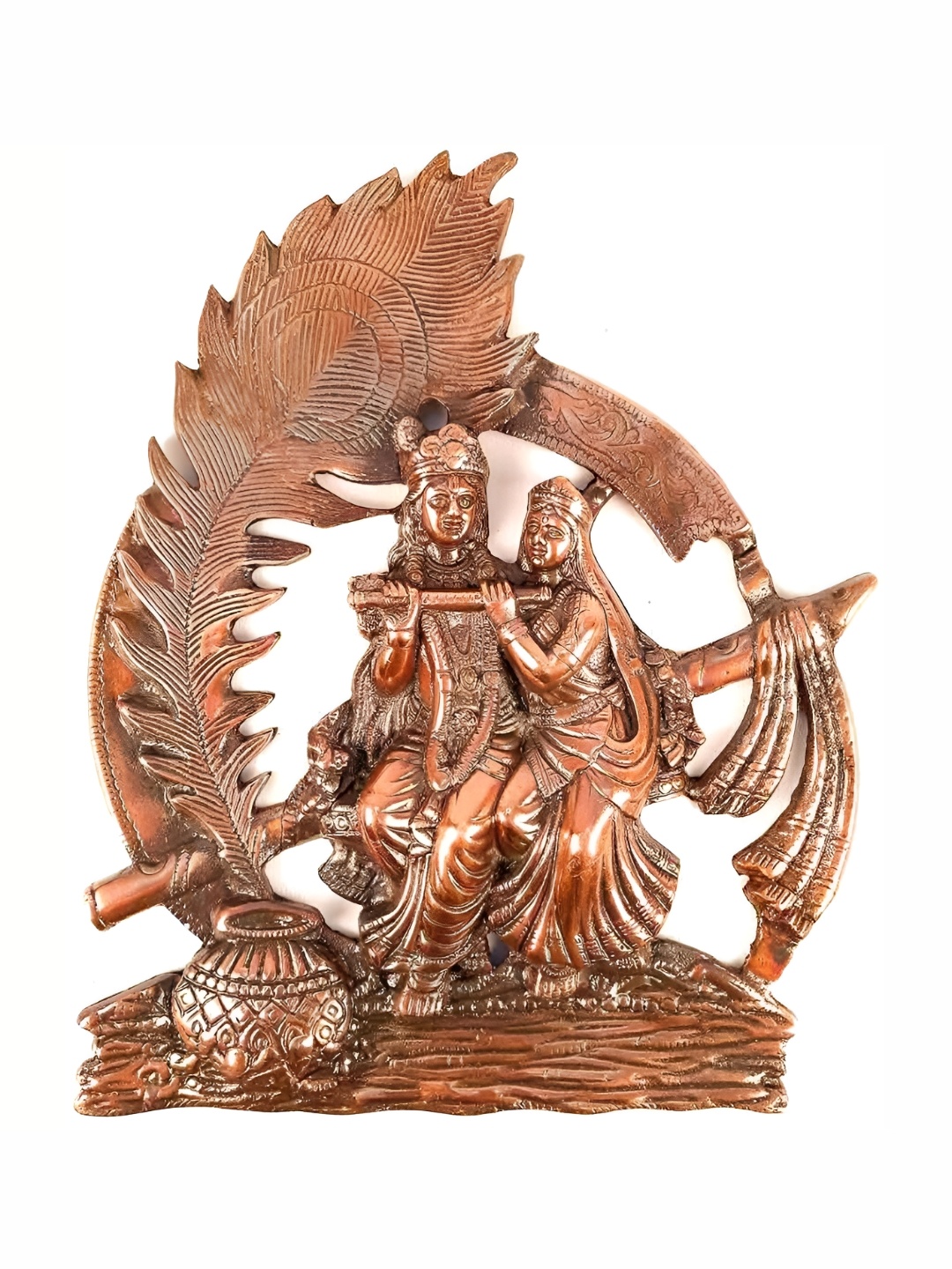 

apka mart Brown Radha Krishna Wall Hangings, Copper