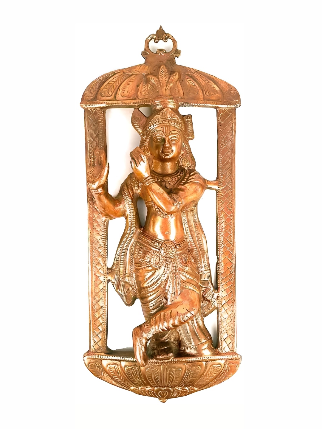 

apka mart Brown Krishna Metal Wall Hanging, Copper