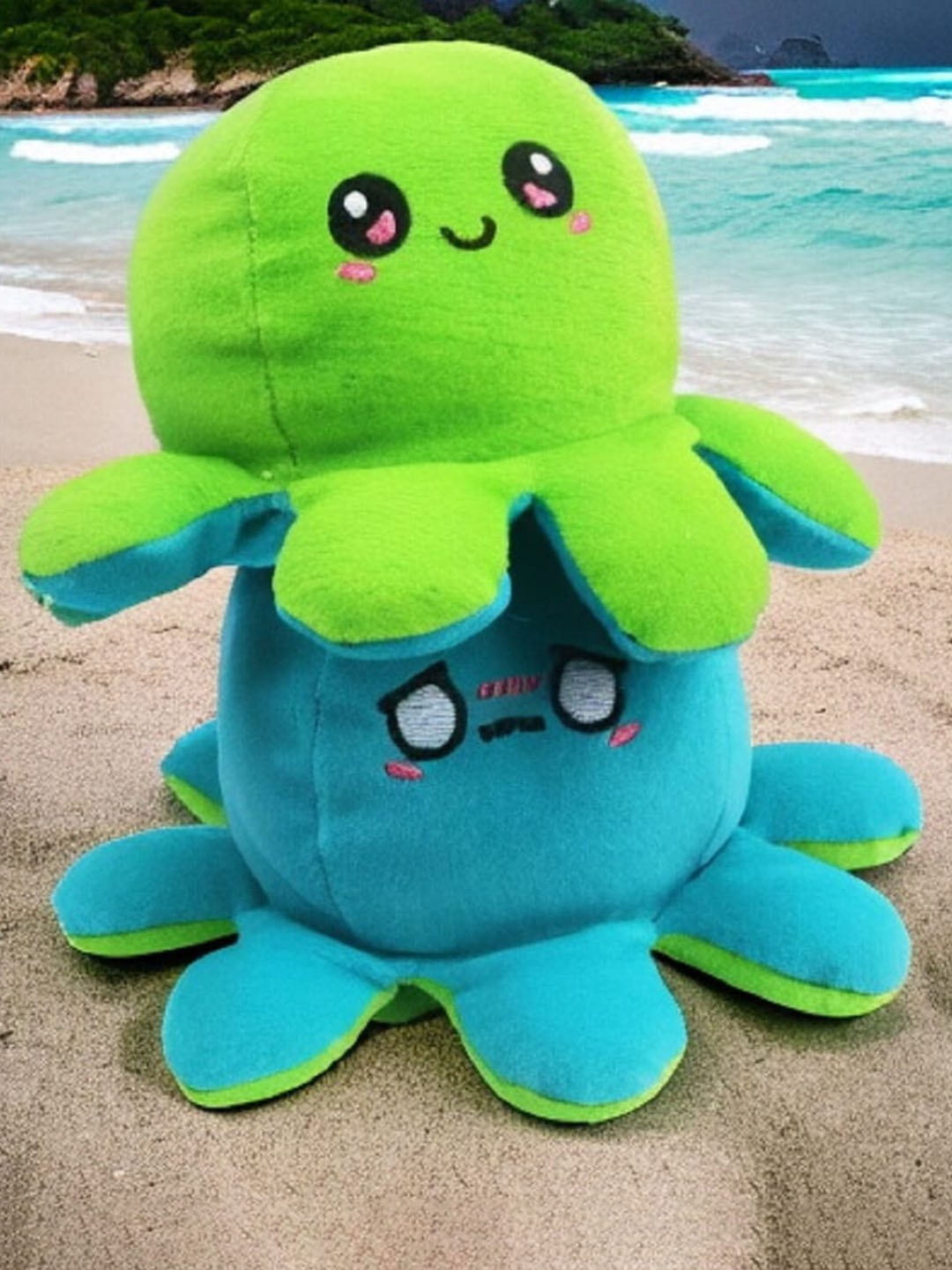 

CareDone Microfibre Reversible Octopus Cotton Soft Toys and Dolls, Blue