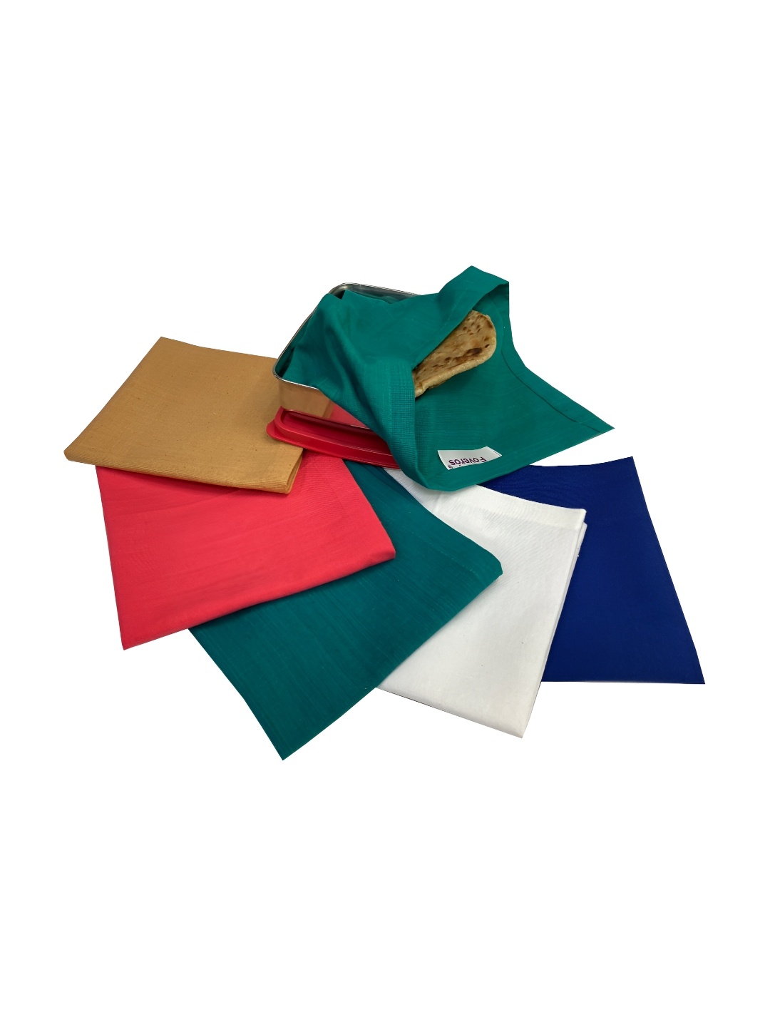 

FOVEROS Maroon & Green 6 Pieces Cotton Roti Cover Napkins