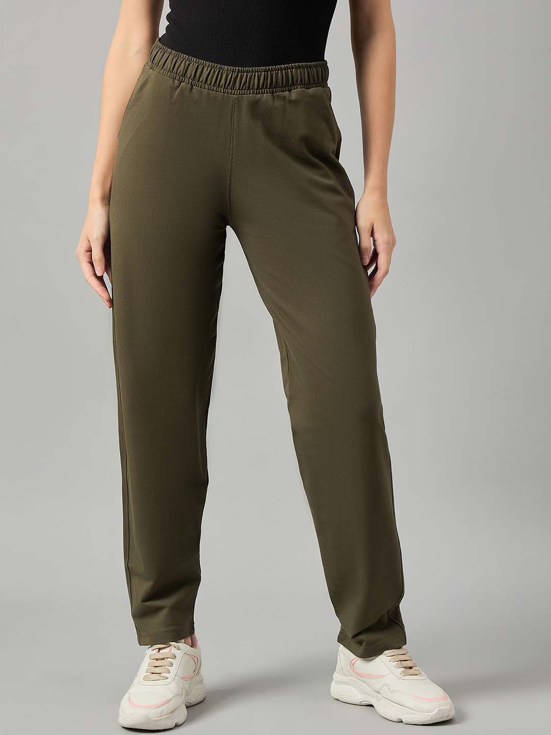 

FEMEA Women Mid-Rise Slim-Fit Stretchable Joggers, Olive