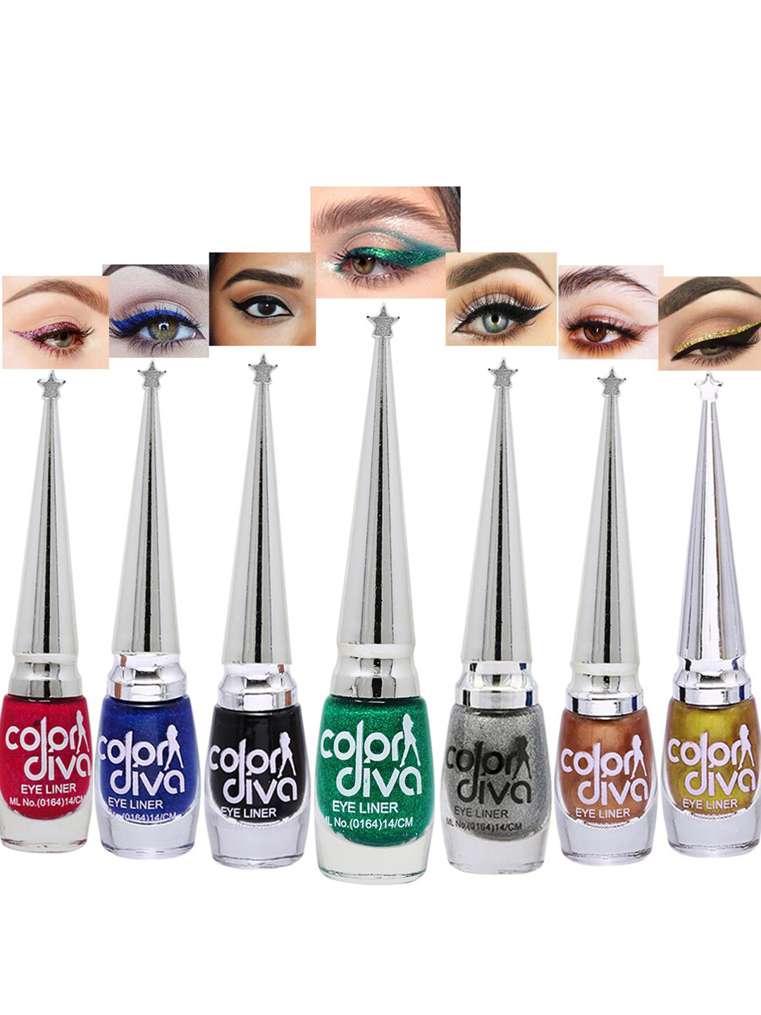 

Adbeni Color Diva 7-Pcs Eyeliner-6ml Each-Red-Blue-Black-Green-Silver-Copper-Gold, Multi