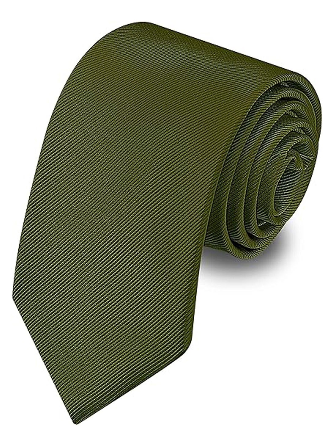 

KAEZRI Men Woven Design Skinny Tie, Olive