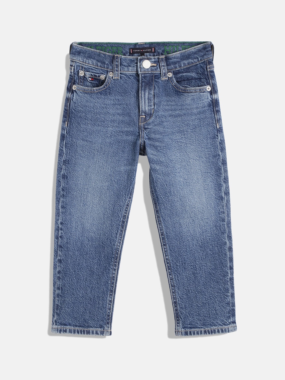 

Tommy Hilfiger Boys Relaxed Fit Heavy Fade Clean Look Stretchable Jeans, Blue