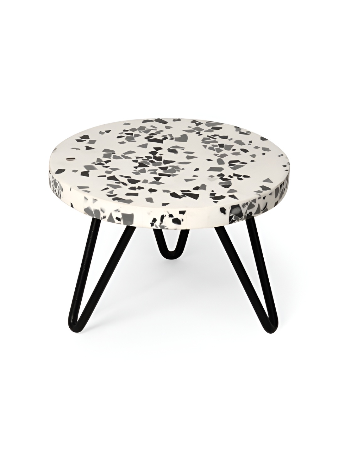 

CASA DECOR White & Grey Marble Terrazzo Cake Stand