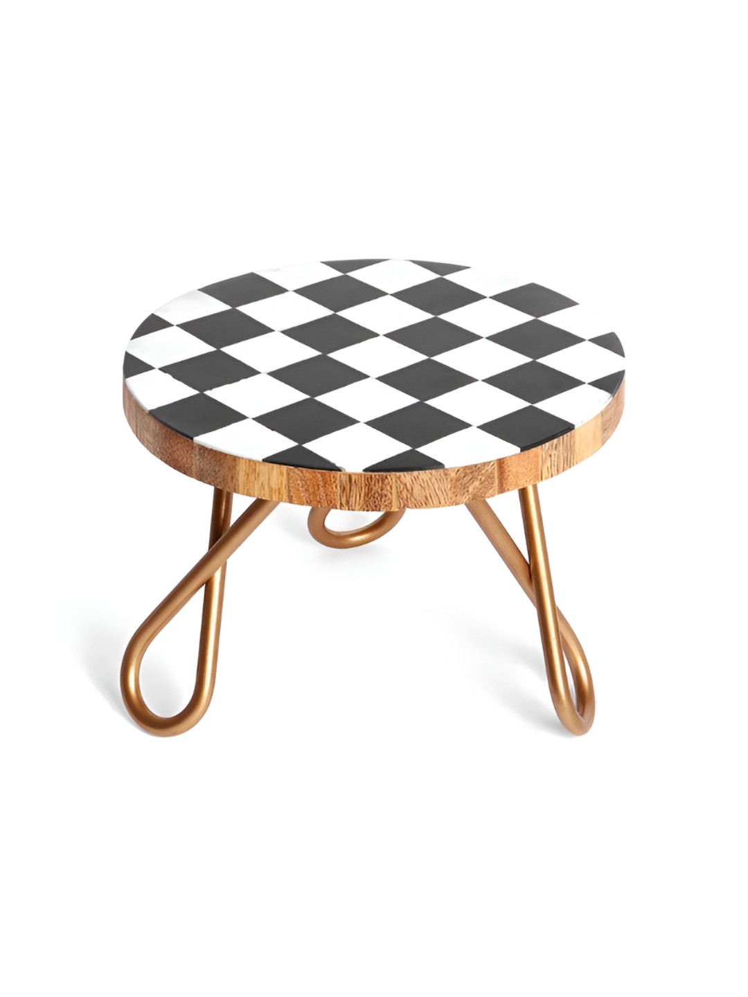 

CASA DECOR White & Black Wooden Checked Cake Stand